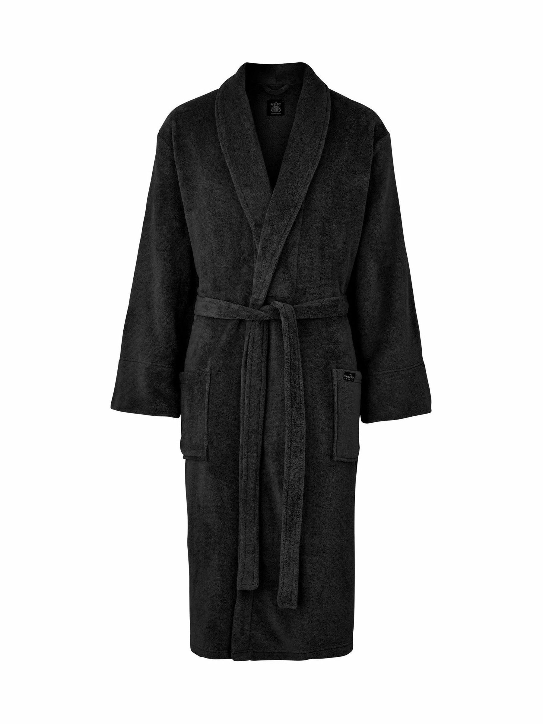The Savile Row Company Lightweight Soft Fleece Black Dressing Gown