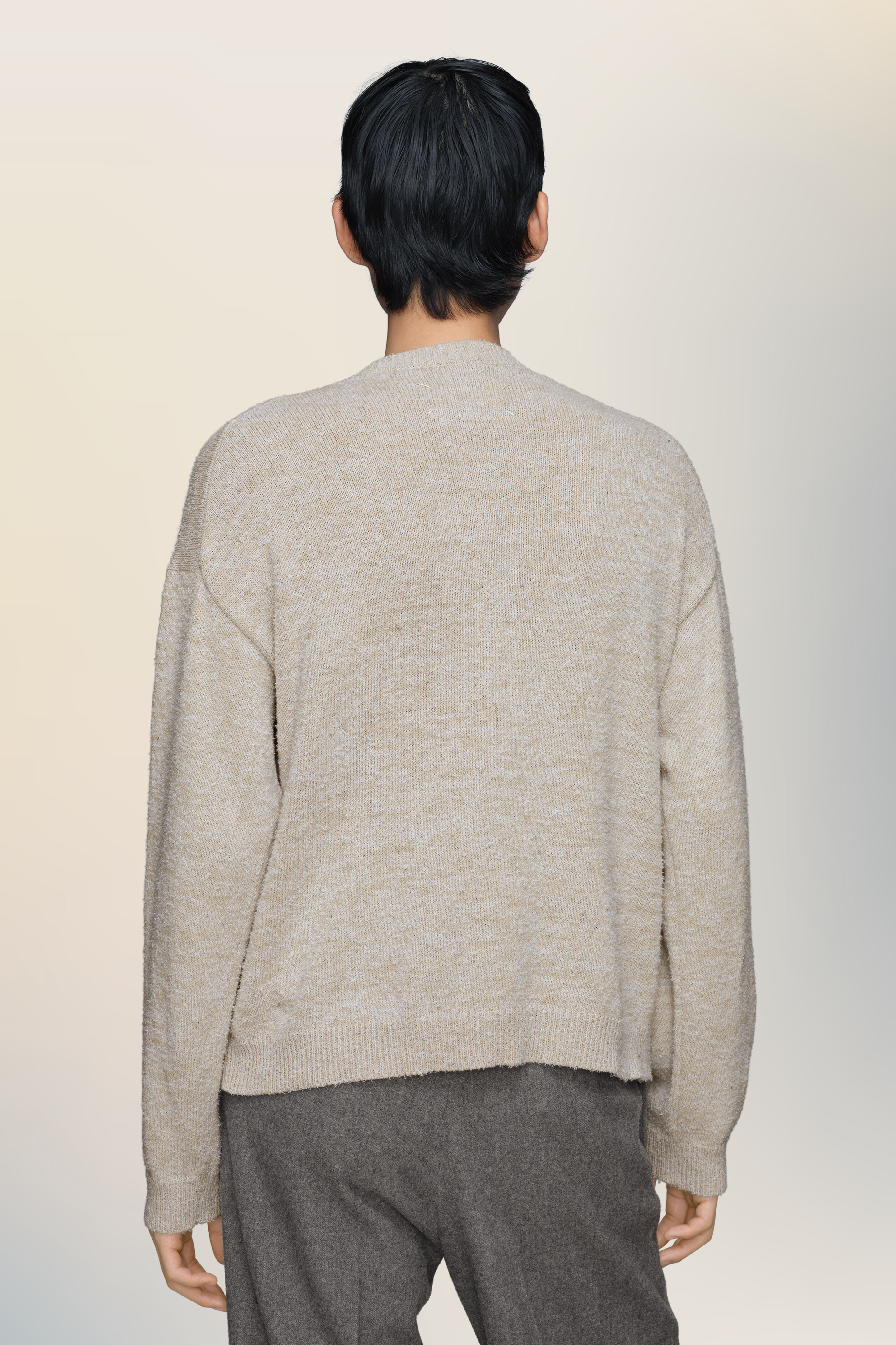 Pull à col en V bleu en coton pour homme