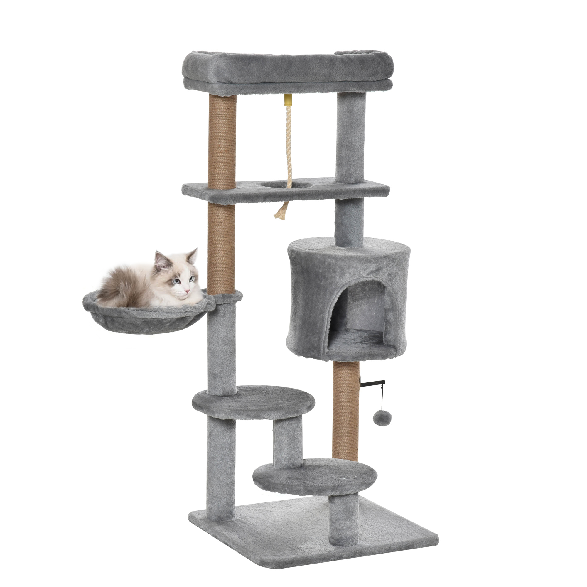 Árvore para gatos PawHut cinza