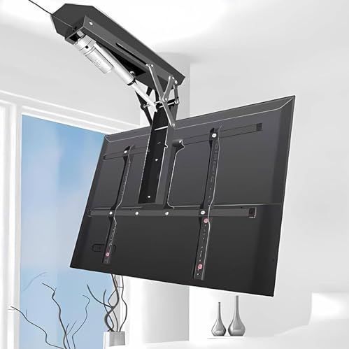 Tv-plafondbeugel, tv-plafondbeugel, elektrische beeldschermlifter, tv-wandhouder met afstandsbediening, inklapbare plafondbeugel (127 - 220 cm tv)
