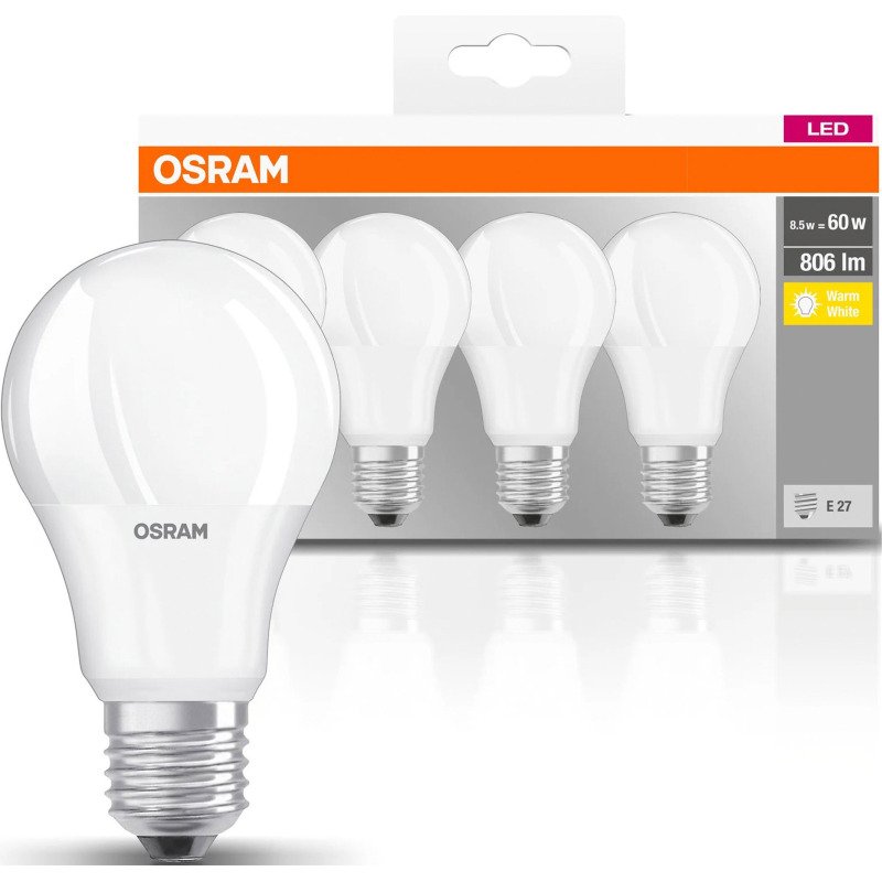 Ampoule Led - E27 - 8,5 W - Standard  dépolie - Lot de 4