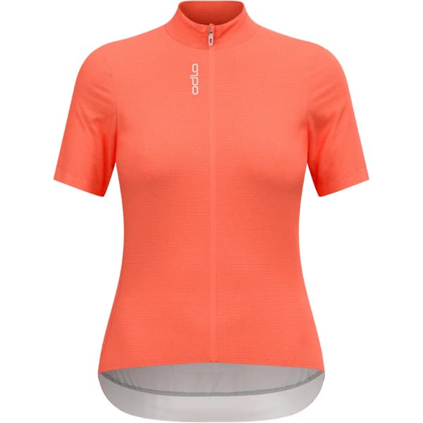 Maillot vélo ODLO ZEROWEIGHT CHILL-TEC S/U COLLAR S/S FULL ZIP W LIVING CORAL