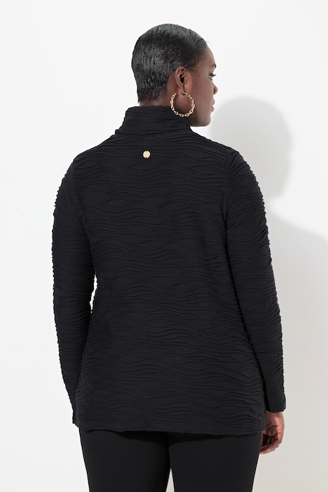 Shirt, Wellen-Design, Cupromix, Rollkragen, Langarm