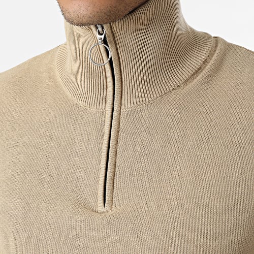Pull Col Zippé Eli Knit High Beige