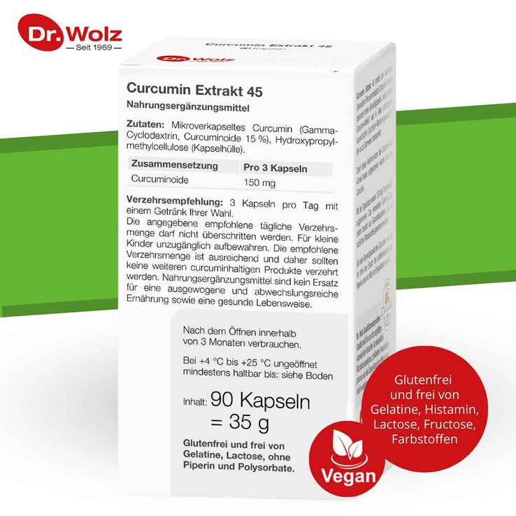 Curcumin Extrakt 45 Dr. Wolz Kapseln, 90 St