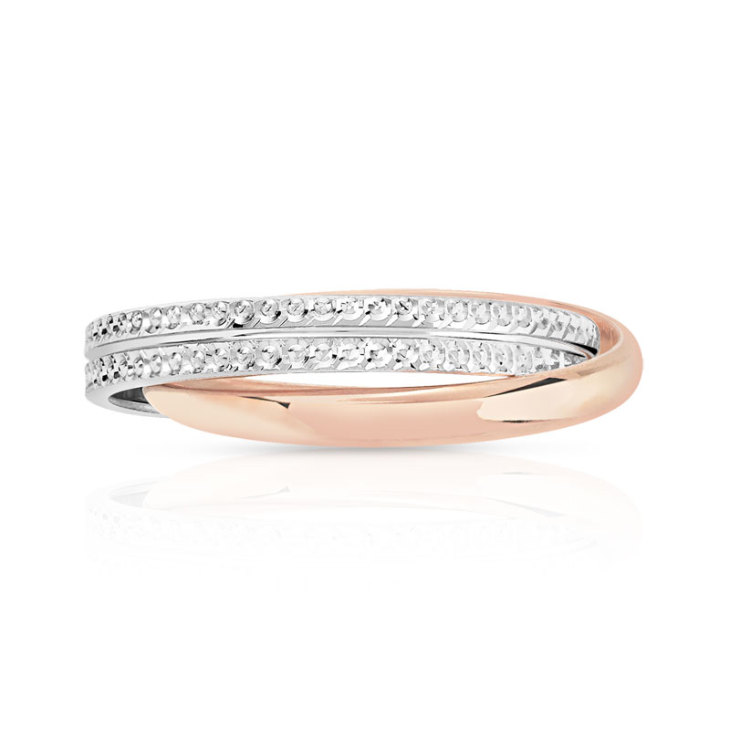 Alliance 2 ors 750 diamanté anneaux entrelacés