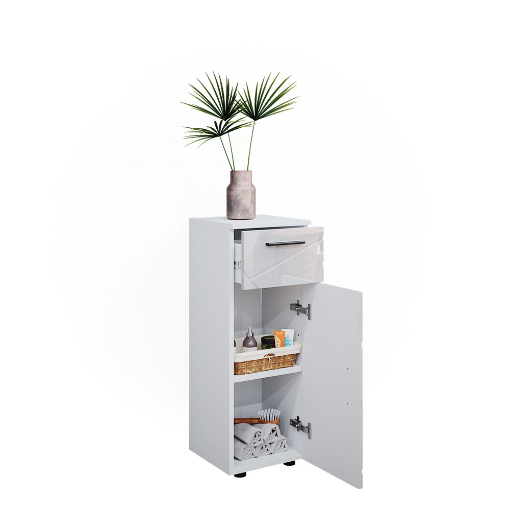 Vicco Midischrank Badschrank Badezimmermöbel Irma Weiß Hochglanz modern 30x81 cm Badezimmer Schrank Badmöbel Schranktür Schrankfach Schrankschublade Ablage Aufbewahrung
