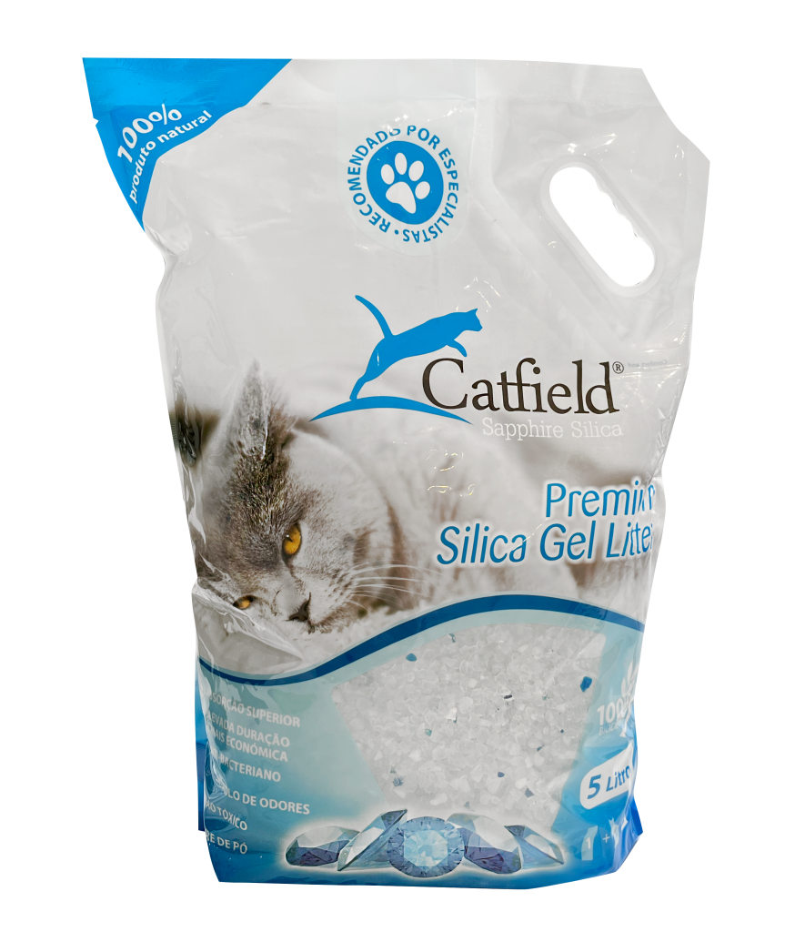 Areia higiênica absorvente Catfield Sapphire Premium em gel de sílica