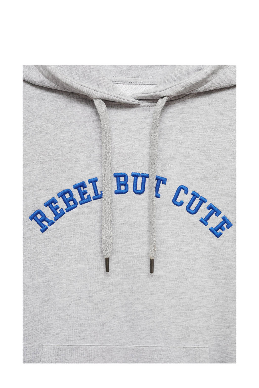 MANGO TEEN hoodie met tekst lichtgrijs melange