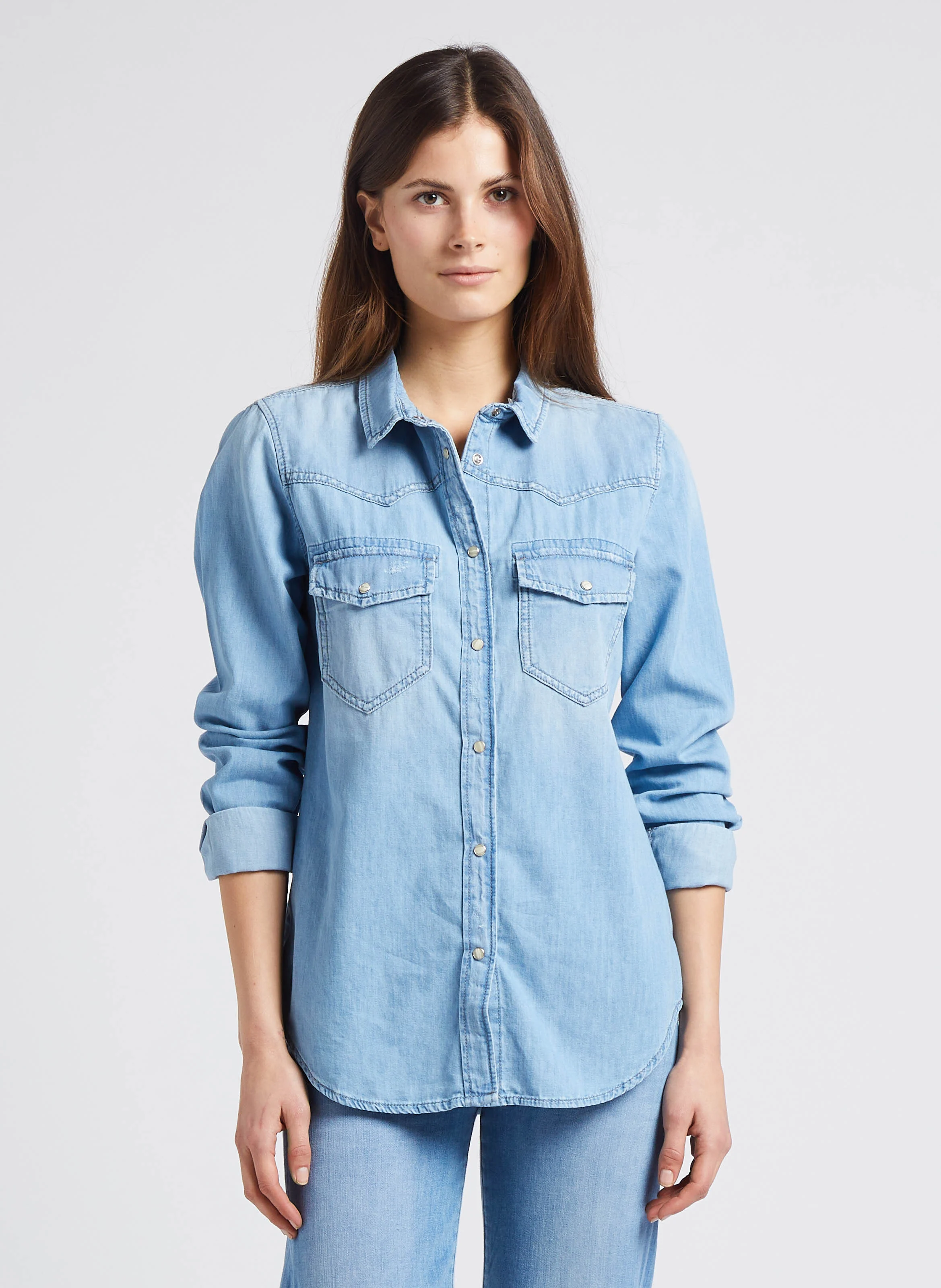 JUANITA - Chemise jean col classique | Bleu