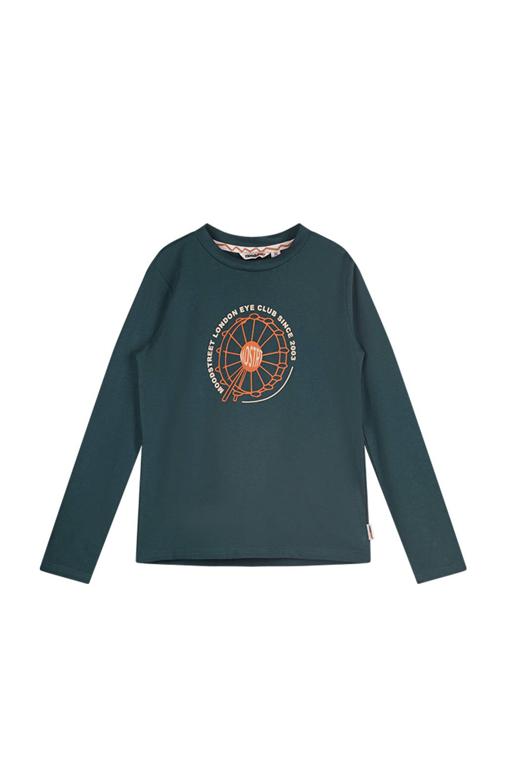 Moodstreet longsleeve Loek met printopdruk donkergroen