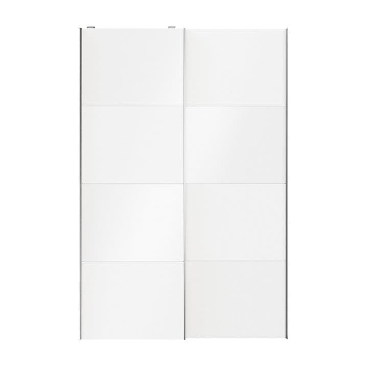 Portes de placard coulissantes 2 vantaux panneaux blancs et blancs brillants GoodHome Atomia H. 225 x L. 150 x ép. 5,5 cm