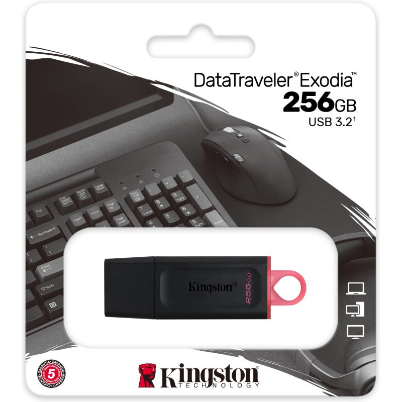 Kingston clé USB Datatraveler Exodia 256 Go Usb 3.0 (Usb-A) Noir