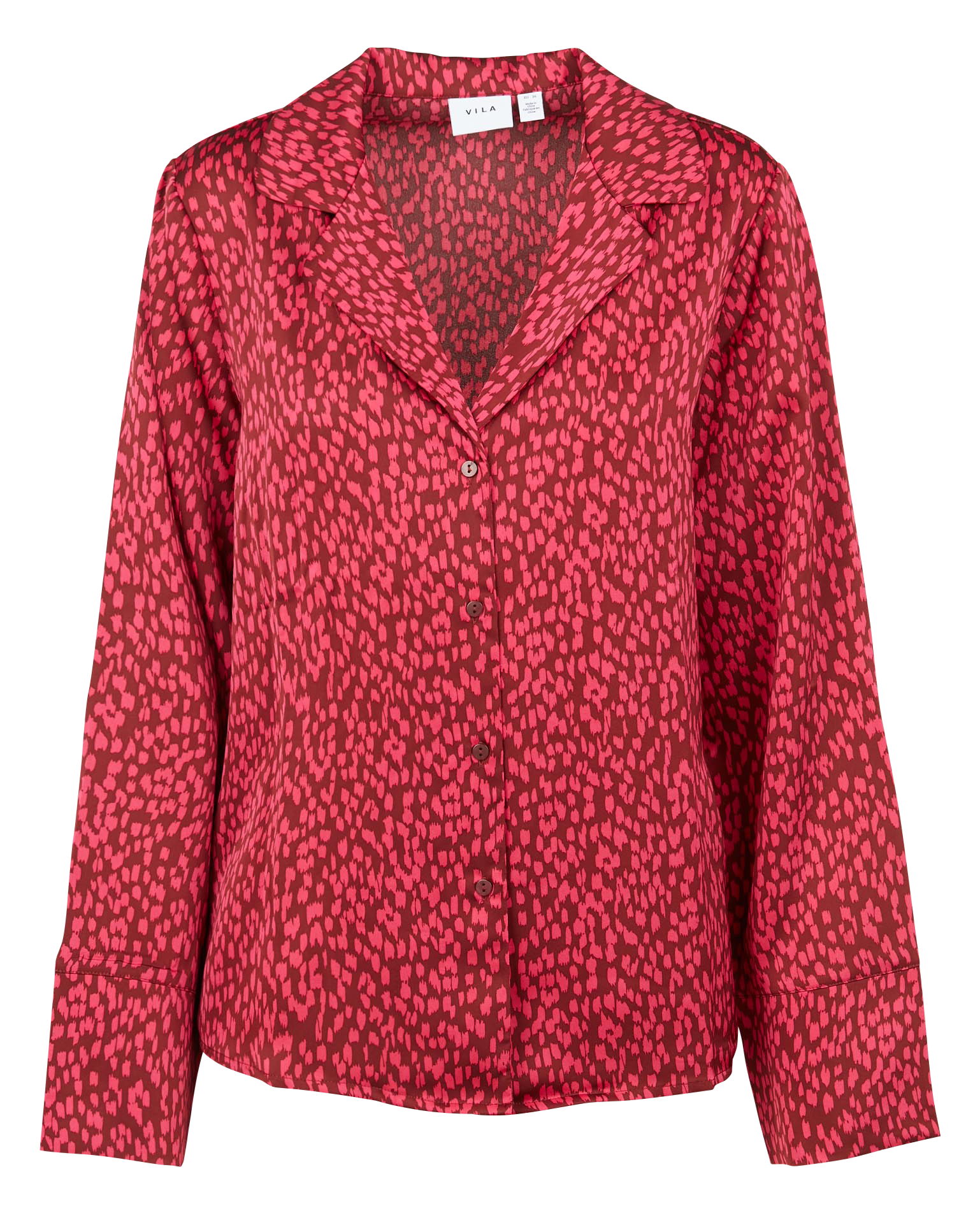 Chemise col tailleur imprimée| Rouge
