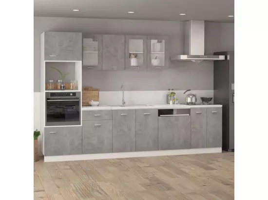 Armoire en verre suspendue Gris béton Bois d'ingénierie
