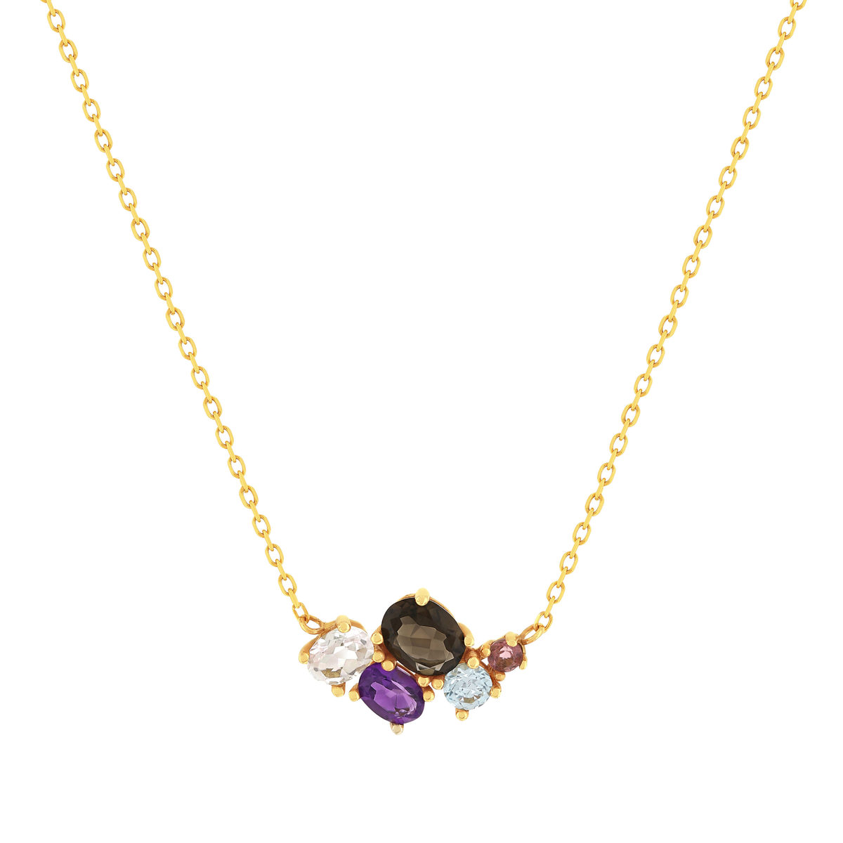 Collier or 375 jaune pierres fines 43 cm