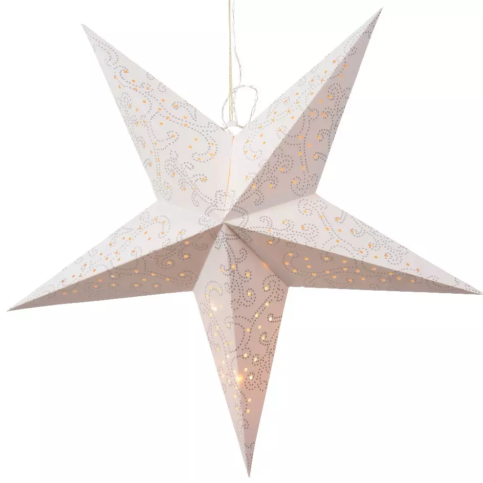 Etoile lumineuse à suspendre (H60 cm) Origami Blanc et blanc chaud