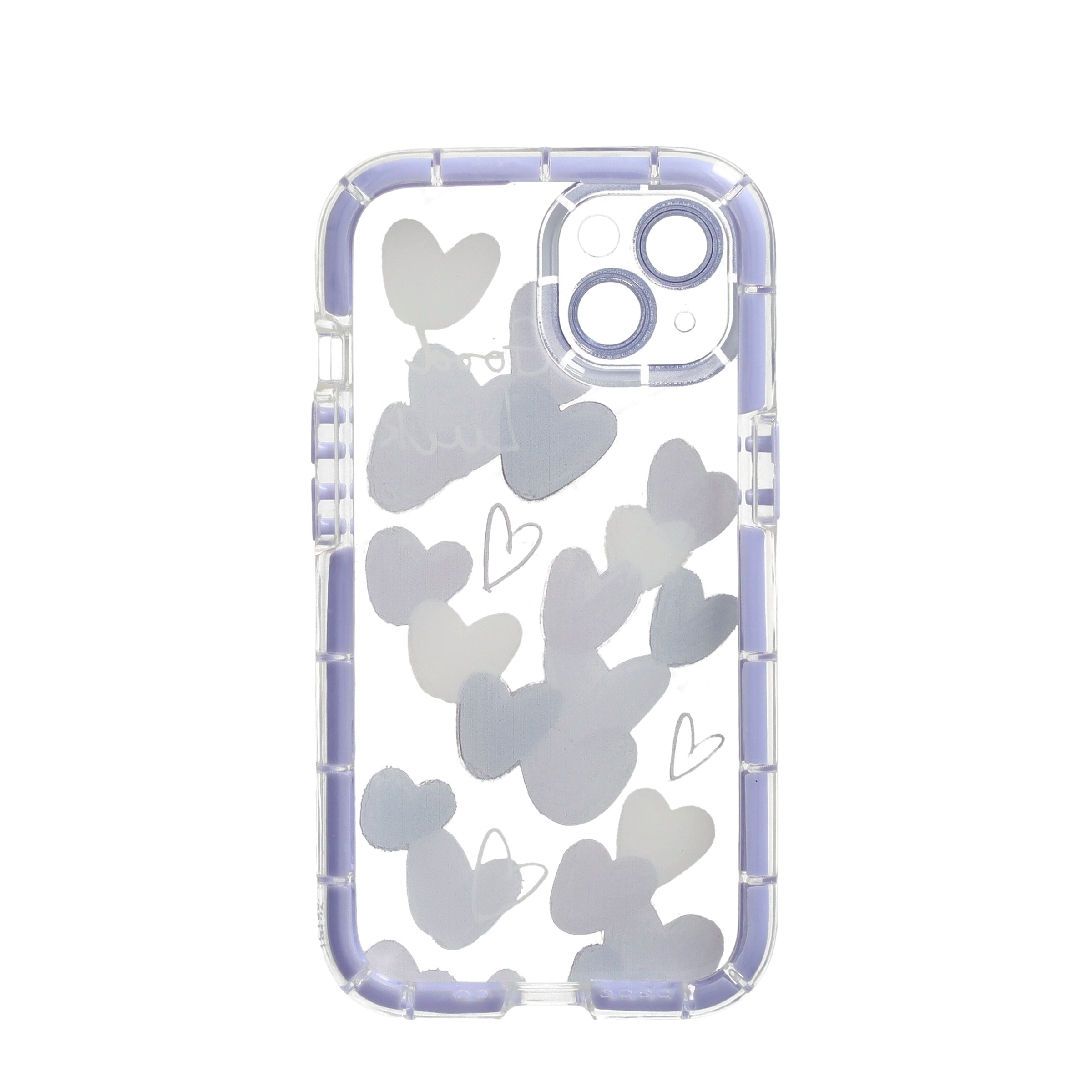 iPhone 13 Hybrid Hardcase Hülle Air Cushion Fallschutz - Lila Herzen