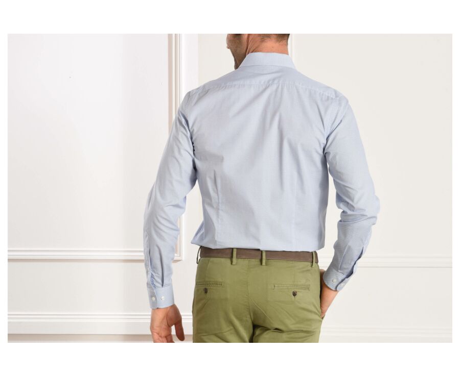Chemise blanche imprimée motifs bleus - Col français - ARTHUS