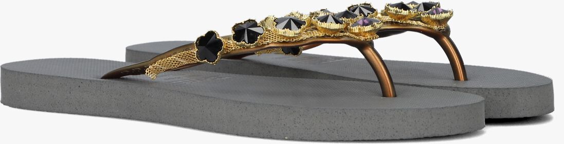 UZURII zilveren uzurii teenslippers black flower