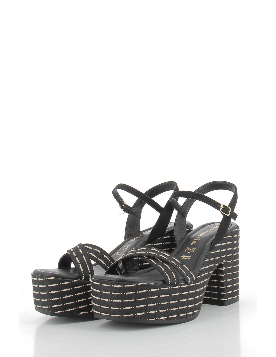 tamaris Sandales compensées à talon femme 28034-30 046 cuir noir