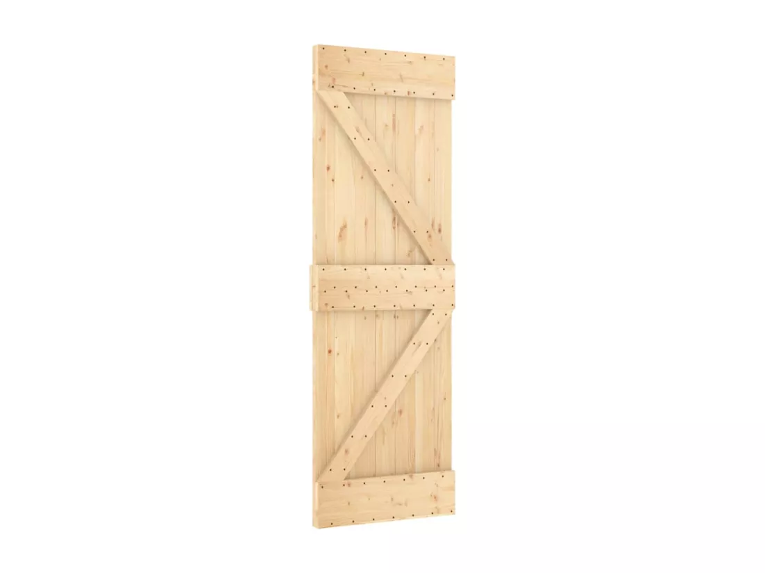 Porte coulissante et kit de quincaillerie 70x210 cm pin massif