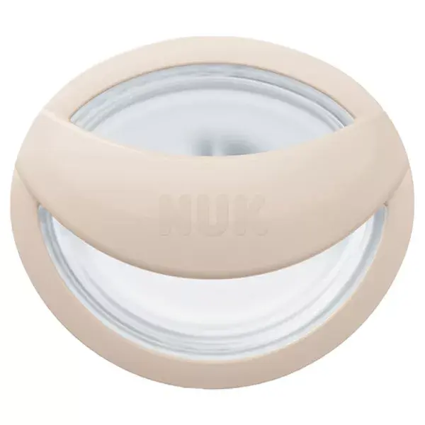 Chupeta Nuk Mommyfeel 0-6 meses, cor bege, pacote com 2 unidades.