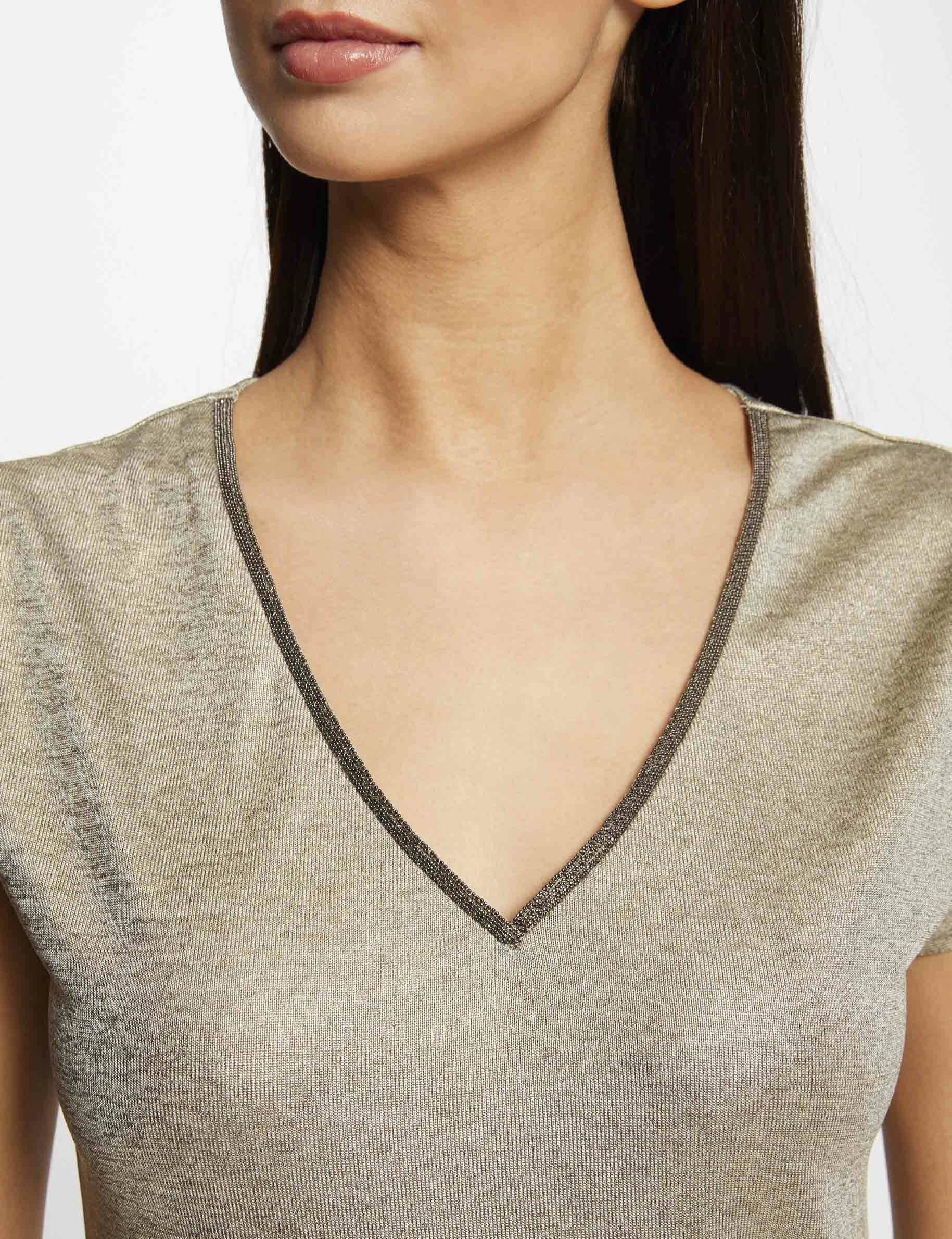 T-shirt manches courtes métallisé dore femme - dore