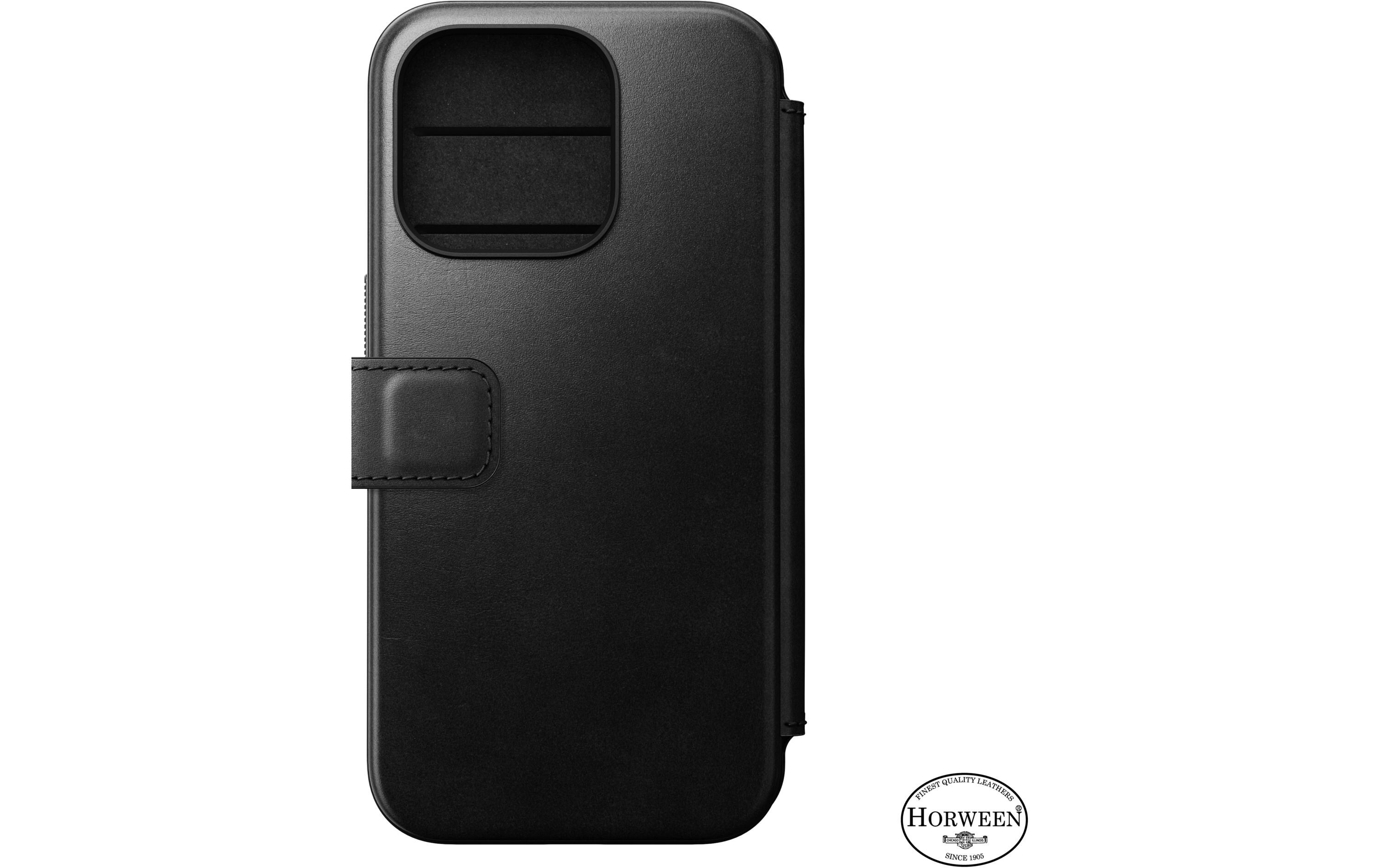 Modern Horween Leather Folio iPhone 15 Pro SchwarzModernes Horween-Leder Folio für das Apple iPhone 15 Pro