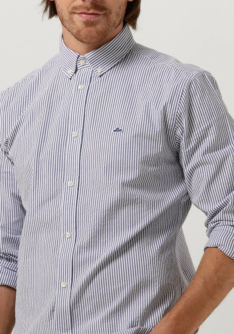 THE GOODPEOPLE blauw/wit gestreepte the goodpeople casual overhemd seinfield