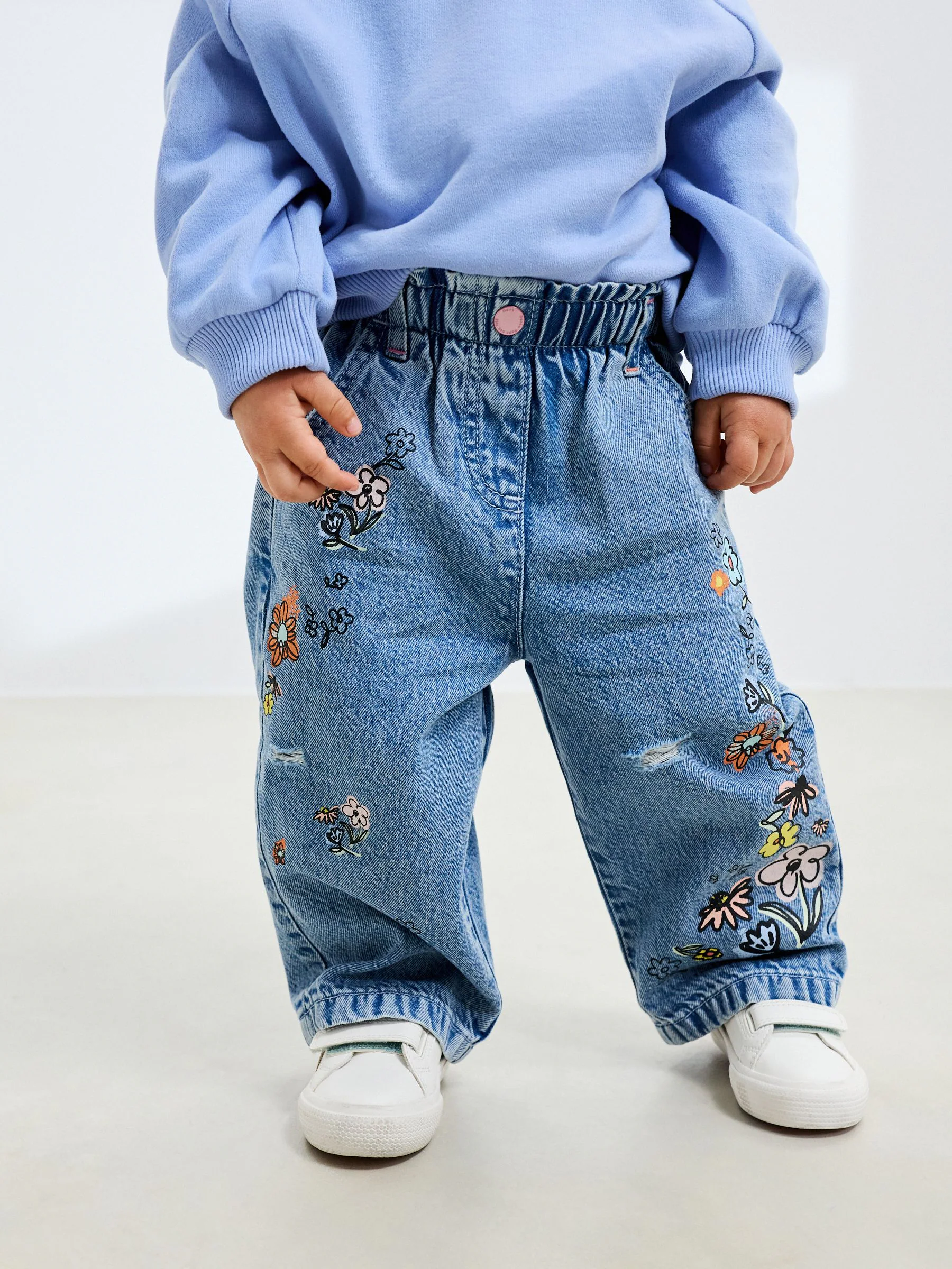 Denim - Jeans met bloemenprint (3mnd-7jr)