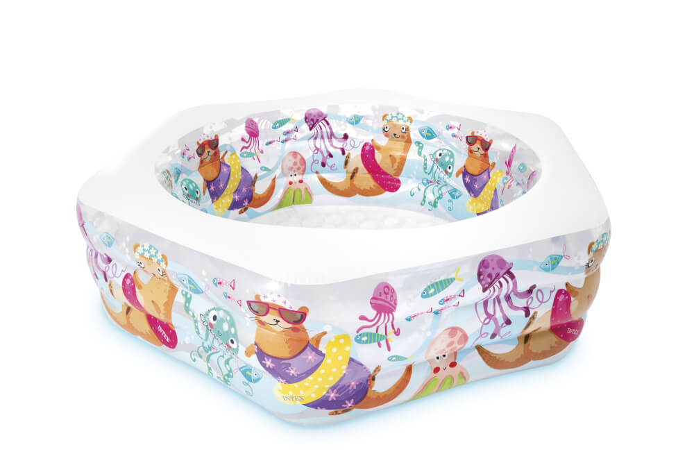 Intex Pool Happy Otter, Wasserbedarf ca. 540 l, Ablassventil, Boden aufblasbar, 191x178x61 cm