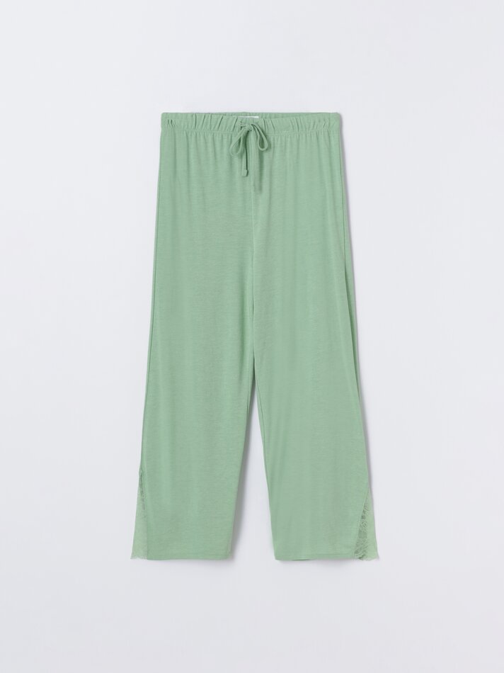 Calça de pijama de renda - Verde Pastel