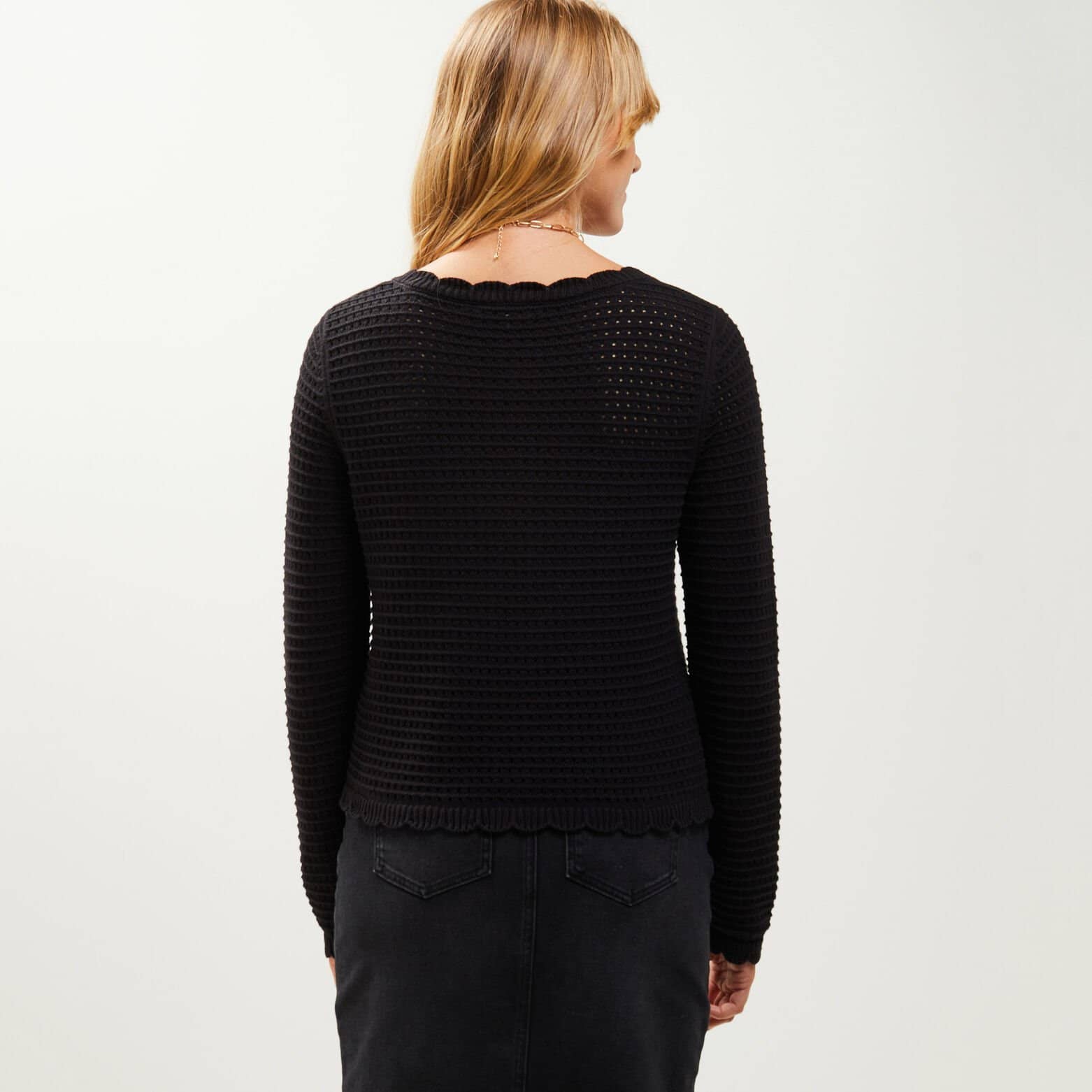 Gilet court ajouré femme
