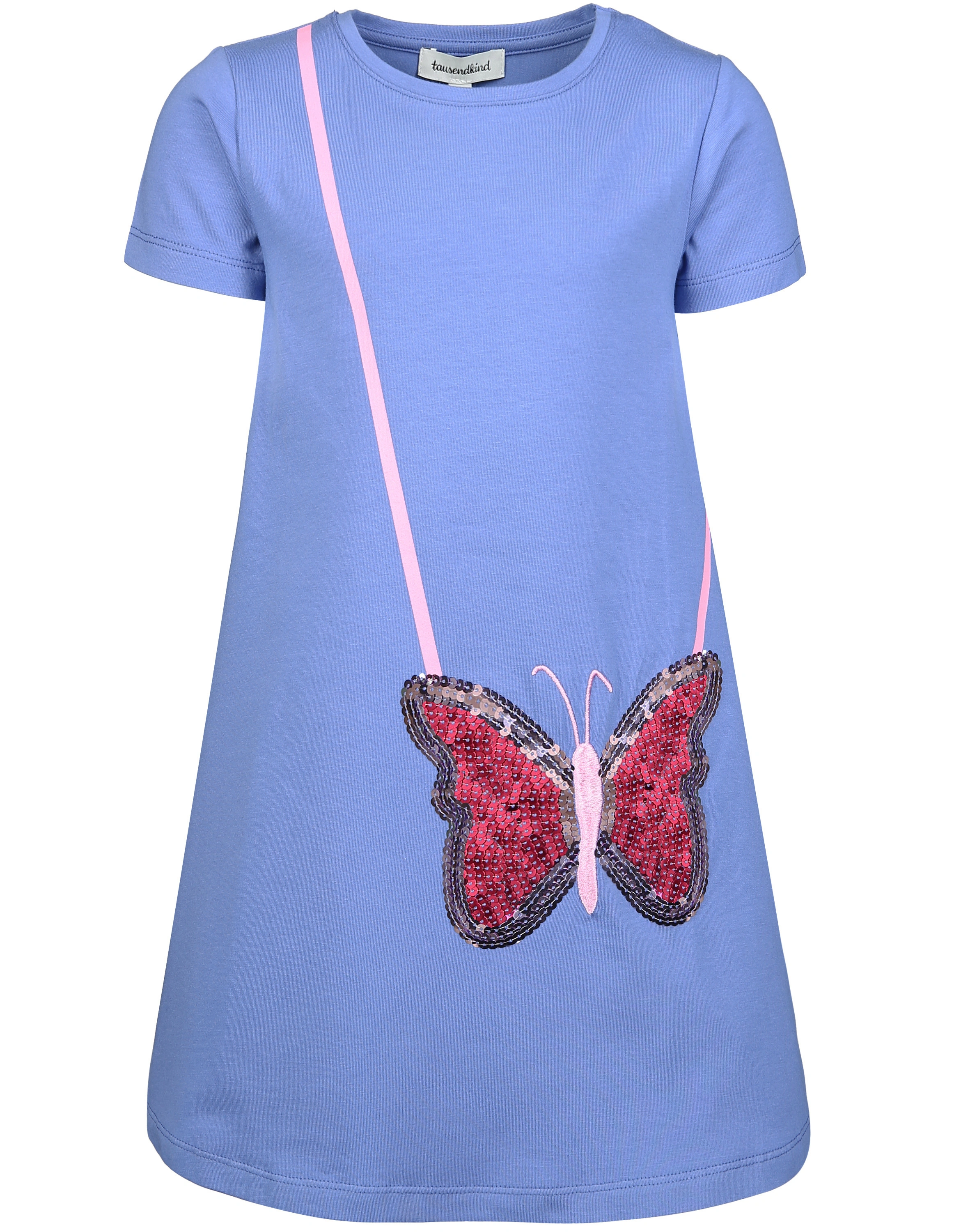 Kurzarm-Kleid SCHMETTERLINGSTASCHE mit Pailletten