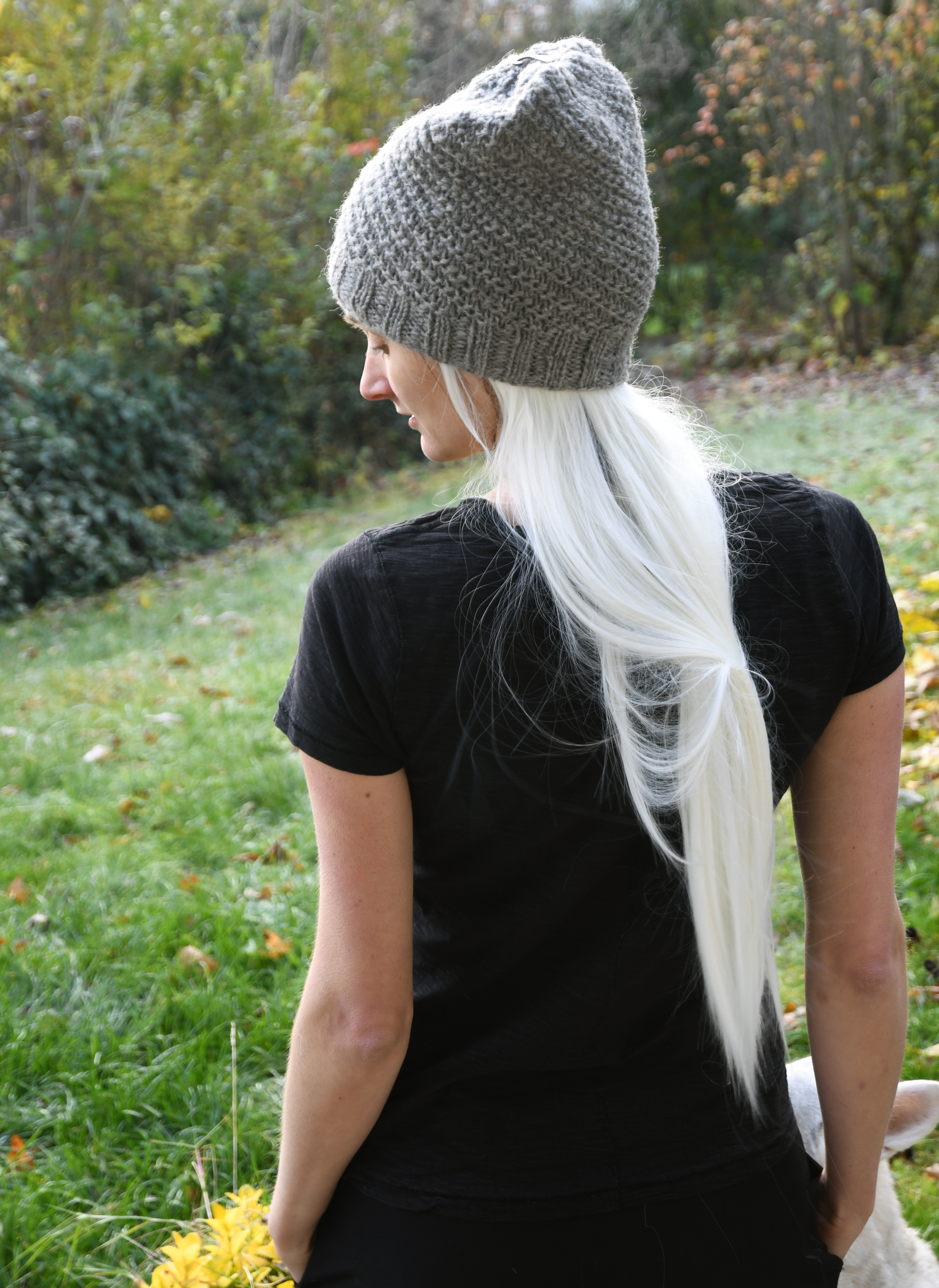 Handgestrickte Wollmütze 'Beanie', grau-braun günstig bestellen