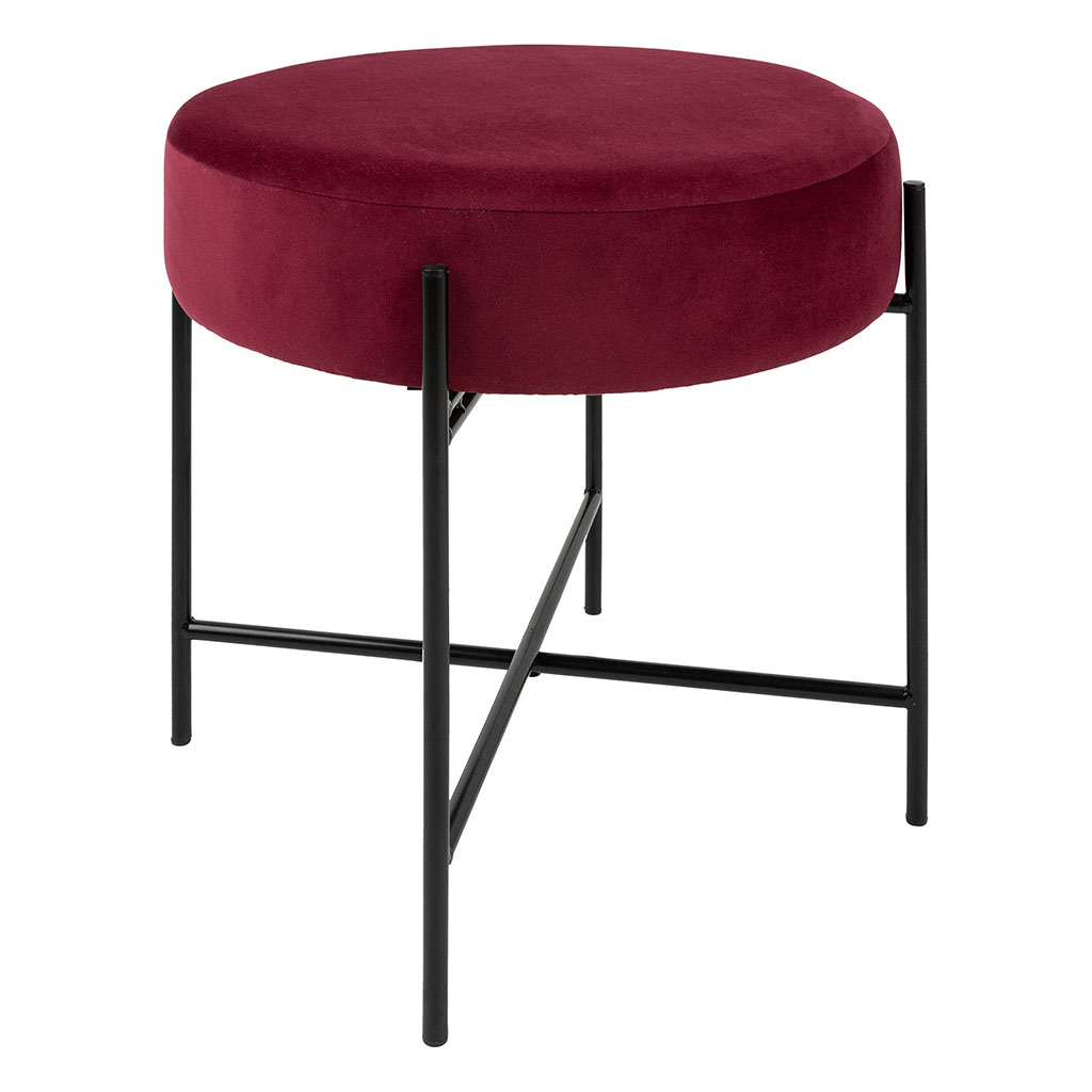 Tabouret velours rouge ARTY 47x45cm