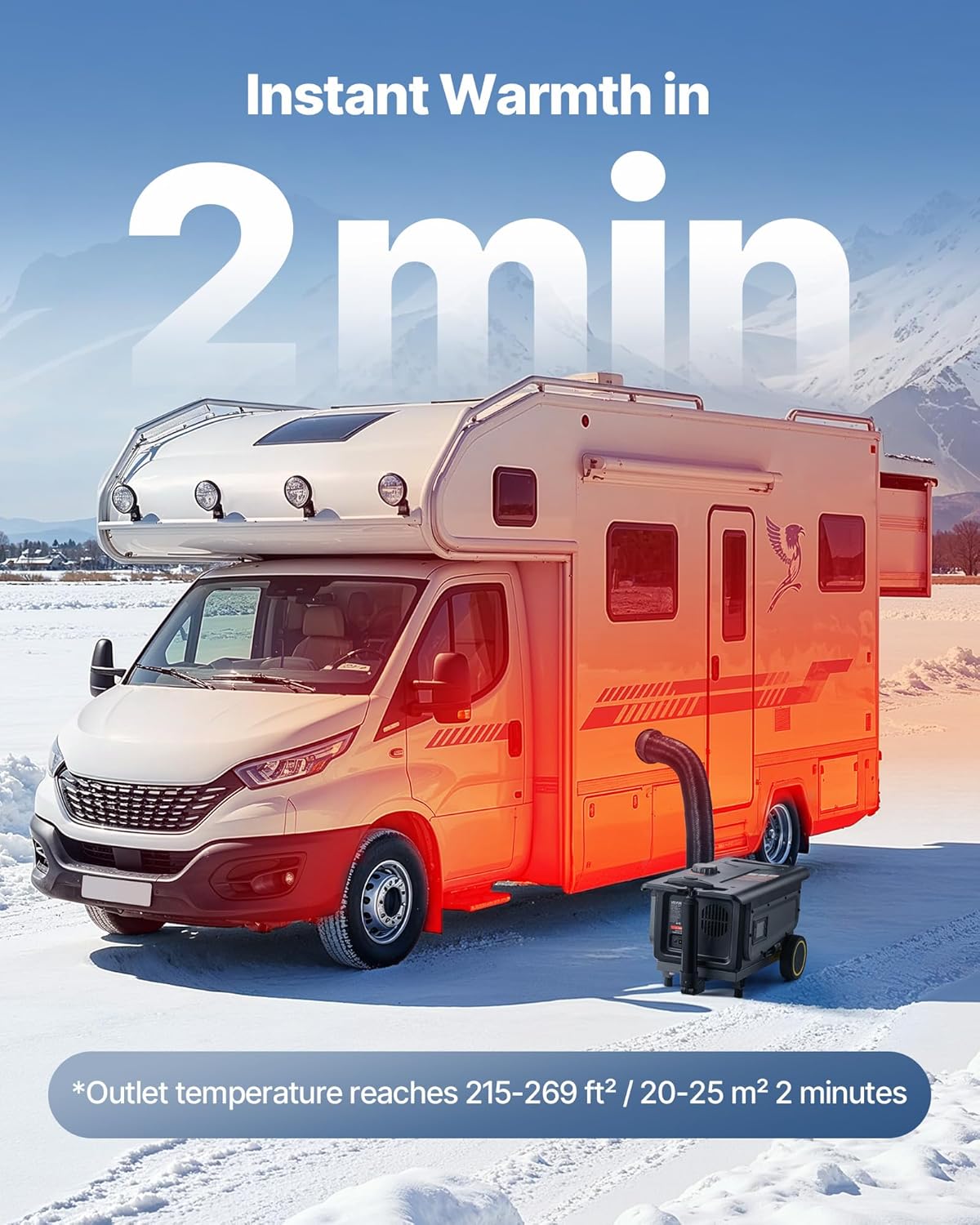 VEVOR Dieselheizung 8 kW DC 12 V/24 V, tragbarer All in One Diesel-Lufterhitzer mit Bluetooth-App-Steuerung & Fernbedienung & LCD-Bildschirm, Trolley-Design, 5 L Kraftstofftank für LKW