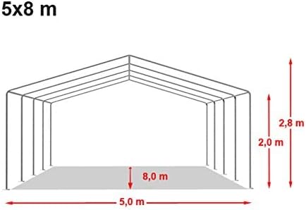 TOOLPORT Lagerzelt 5x8 m Zelthalle Unterstand Weidezelt PVC Plane 700 N wasserdicht in dunkelgrün