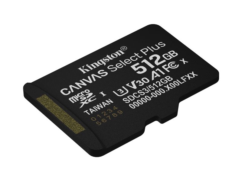 Kingston microSDXC-Karte Canvas Select Plus Gen3 512 GB Robuste microSDXC-Karte für Full-HD-Aufnahmen
