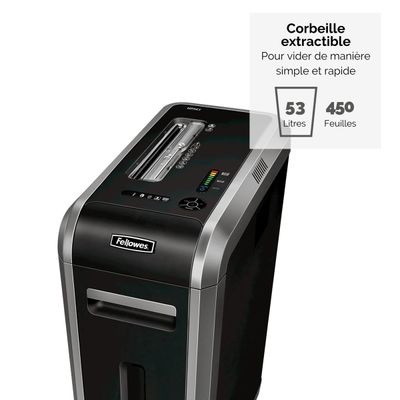 Fellowes Powershred 125Ci - destructeur de documents coupe croisée - 20 feuilles - Corbeille 53 litres - sécurité SafeSense