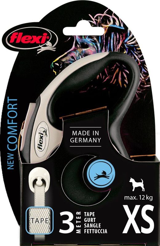 Flexi - New Comfort - Hondenriem - Zwart - Band - Geschikt voor Honden tot 12 kg