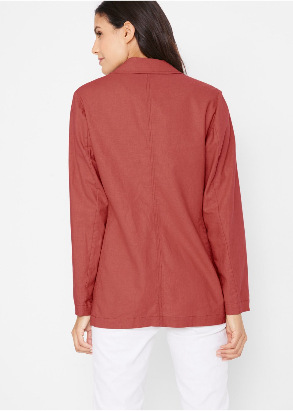 Blazer long en lin majoritaire, Loose Fit