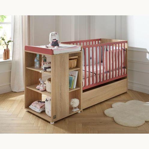 Lit combiné évolutif 120x60 NOVA Rose - SAUTHON