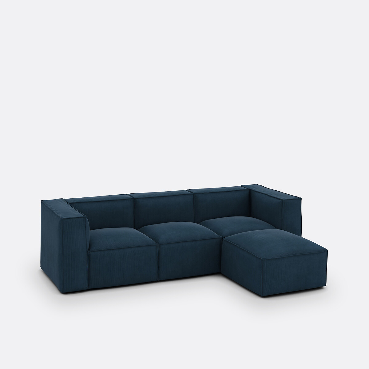 LA REDOUTE INTERIEURS<br>Sofá modular de 3 lugares e 1 pufe em veludo cotelê Seven