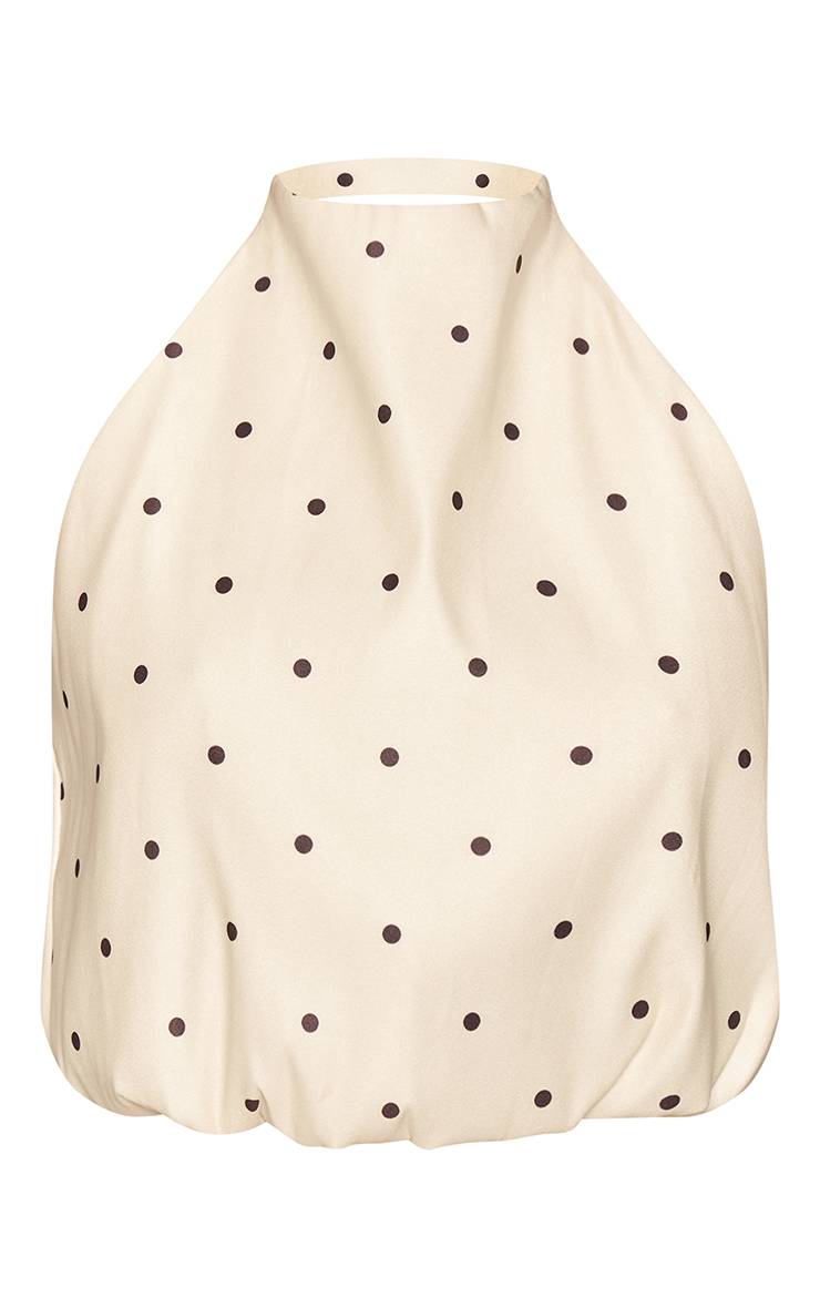 Citron Ensemble Coordonné Haut À Col Licou En Tissu Tissé Extensible À Pois
