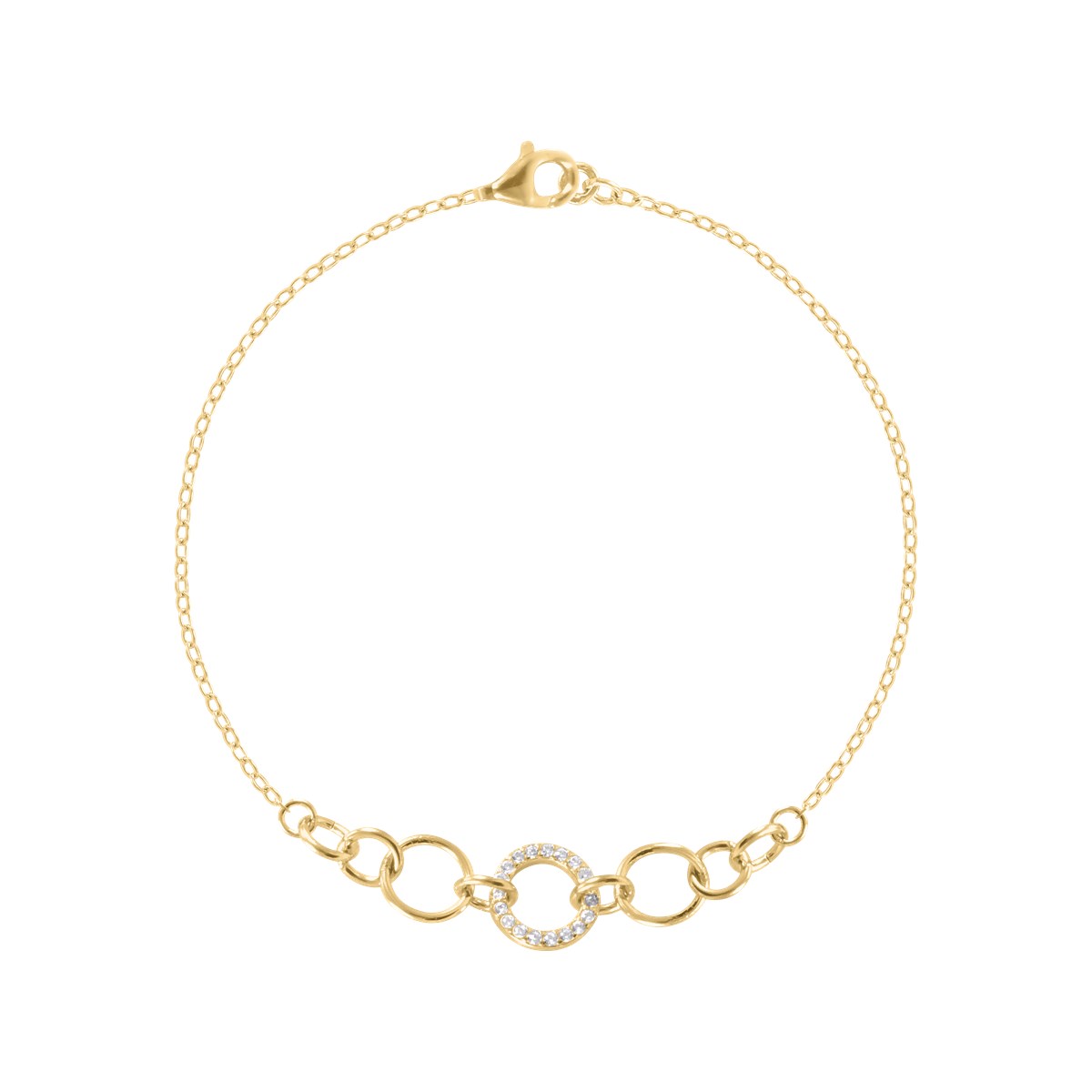 Bracelet plaqué or avec oxydes de zirconium