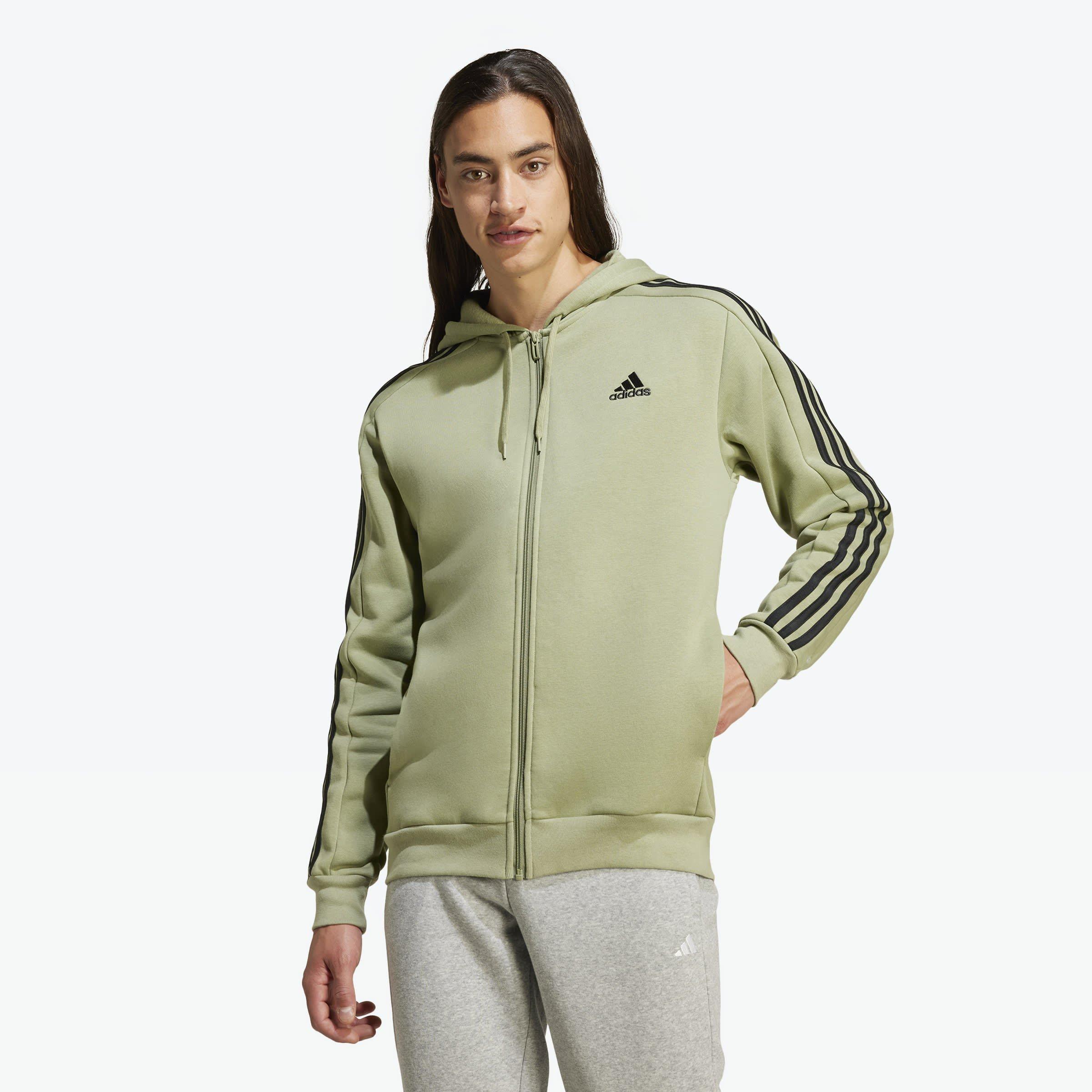 adidas Essentials Fleece 3-Stripes Full-Zip Hoodie Mens