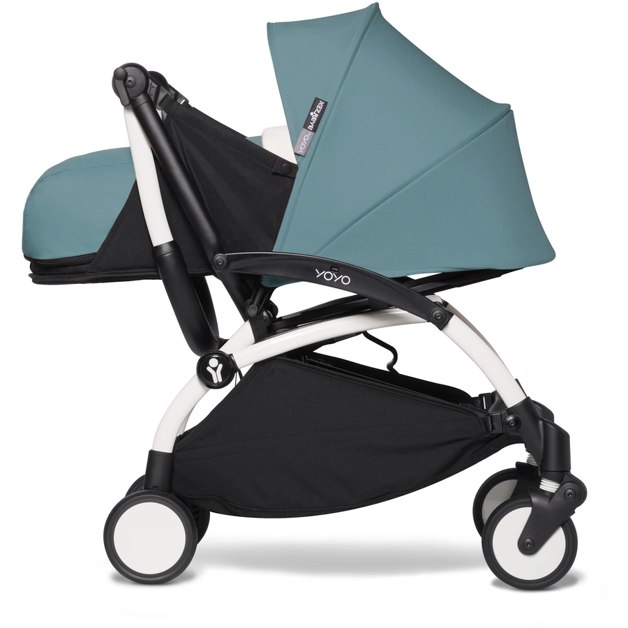 BABYZEN Kinderwagen YOYO2 0+ White mit Neugeborenenaufsatz Aqua