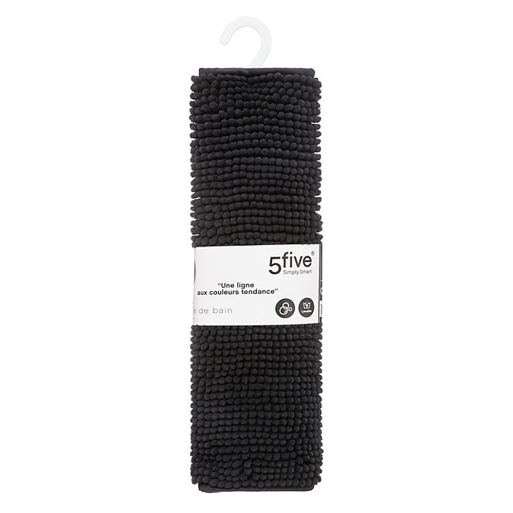 Tapis de bain en polyester, noir, L.80 x l.50 cm, 5Five Colorama
